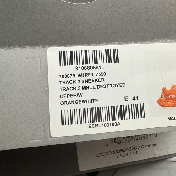 Balenciaga Mens Track 3 Sneaker Orange Size EU41 US8 - Picture 6 of 6